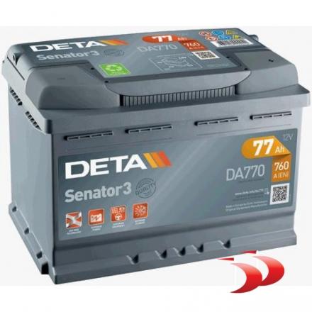 Akmumuliatoriai Deta Deta senator3 12v/77ah/ 760a 278x175x190 (=ta770) AK-DA770 ::: Deta Senator3 12V/77AH/ 760A 278X175X190 (=TA770) 